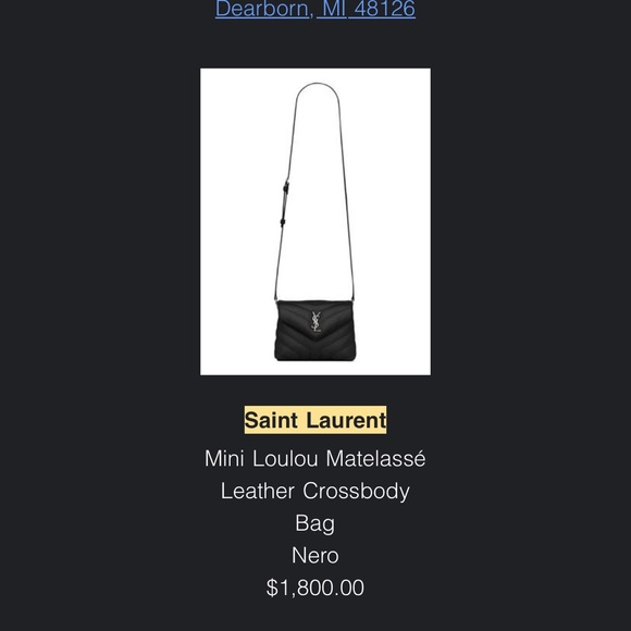 Black lulu Yves Saint Laurent Quilted Leather Shoulder Bag- AUTHENTIC - Picture 9 of 13